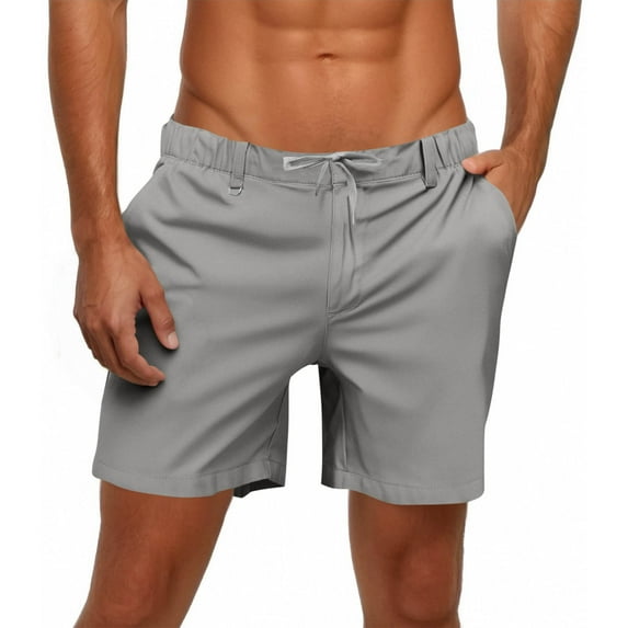 BXINGOHAI Men's Casual Shorts Lightweight Golf Shorts for Men Stretch with 3 Pockets Quick Dry Breathable Work Shorts Gray,L