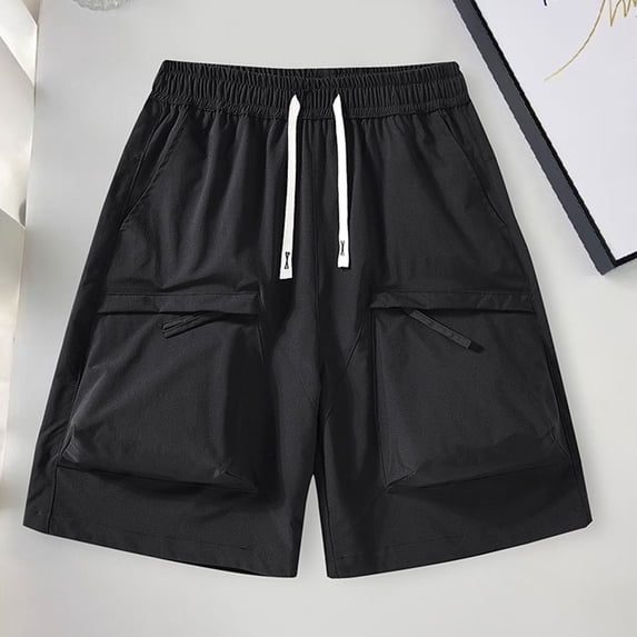 BXINGOHAI Men's Casual Shorts Lightweight Golf Shorts for Men Stretch with Pockets Breathable Work Shorts Black,S