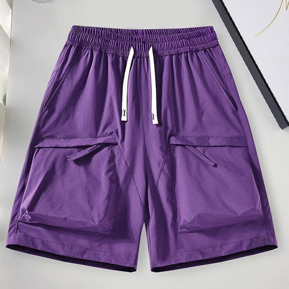 BXINGOHAI Men's Casual Shorts Lightweight Golf Shorts for Men Stretch with Pockets Breathable Work Shorts Purple,3XL