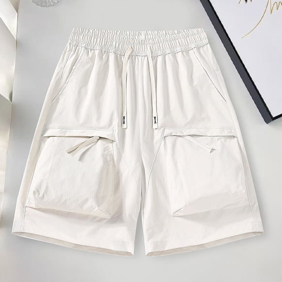BXINGOHAI Men's Casual Shorts Lightweight Golf Shorts for Men Stretch with Pockets Breathable Work Shorts White,3XL