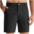 thumbnail image 1 of BXINGOHAI Men's Casual Shorts Slim Fit Resistant Shorts Solid With Pocket Button Zipper Shorts 2024 Workout Elastic Waistband Shorts Today Deals Black,XL, 1 of 5