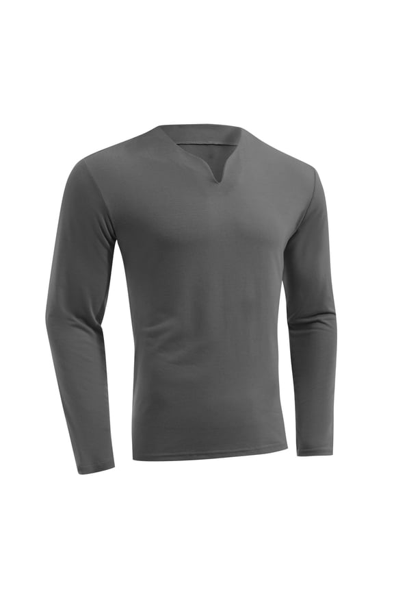Men's Casual Slim Fit V-Neck Pullover Solid Long Sleeve Shirts Athletic Running Tops White,S