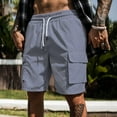 thumbnail image 1 of BXINGOHAI Men's Casual Stretch Cargo Shorts Classic Drawstring Elastic Waist Summer Work Short with Multi Pockets Gray,S, 1 of 5