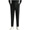 thumbnail image 1 of BXINGOHAI Men's Classic Fit Flat Front Dress Pants Expandable Waist Wrinkle Free Suit Pants for Men Today Black,XXL, 1 of 5
