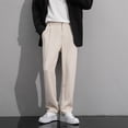 thumbnail image 1 of BXINGOHAI Men's Comfort Classic Fit Flat Front Hidden Comfort Dress Pant Khaki L, 1 of 7