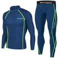 thumbnail image 1 of BXINGOHAI Men's Compression Bodybuilding Sweatsuits Gym Workout Training Suit Jogging Sports Sets Slim Fit Quick Dry Tracksuit Set Navy,XXL, 1 of 5