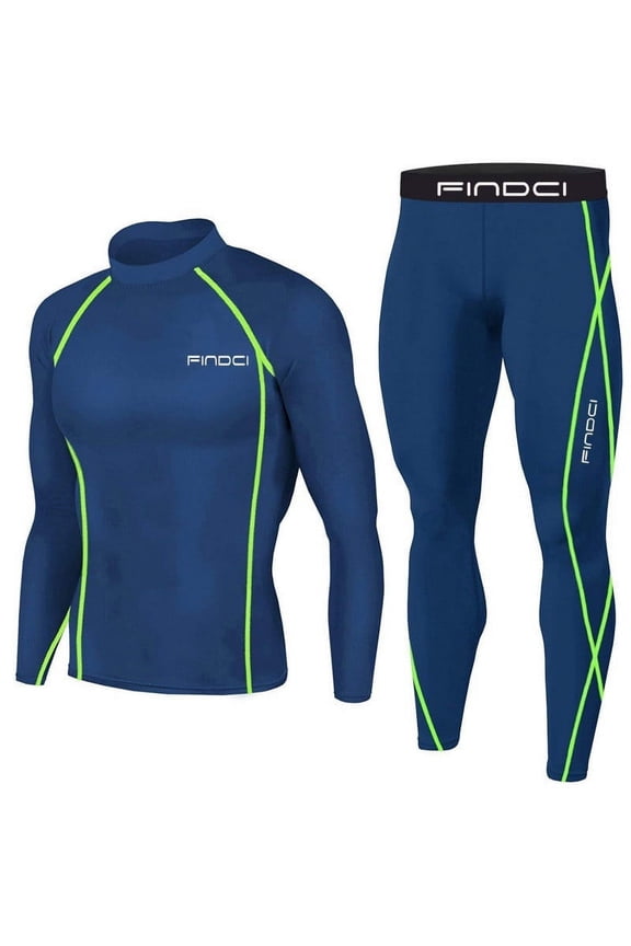Men's Compression Bodybuilding Sweatsuits Gym Workout Training Suit Jogging Sports Sets Slim Fit Quick Dry Tracksuit Set Navy,XL