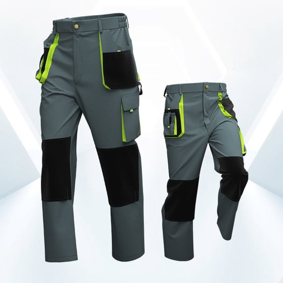 BXINGOHAI Men's Construction Work Pants Double Knee Reinforcement Stretch Cargo Carpenter Green S