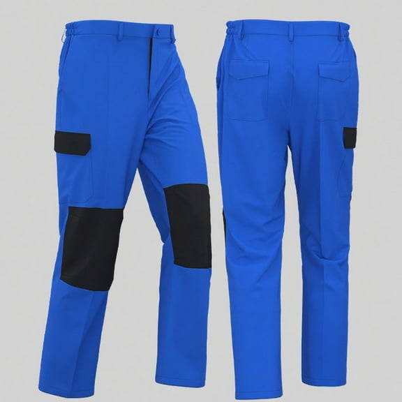 BXINGOHAI Men's Construction Work Pants Stretch Double Knee Reinforcement Carpenter Cargo Blue S