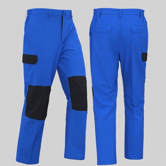BXINGOHAI Men's Construction Work Pants Stretch Double Knee Reinforcement Carpenter Cargo Blue XL