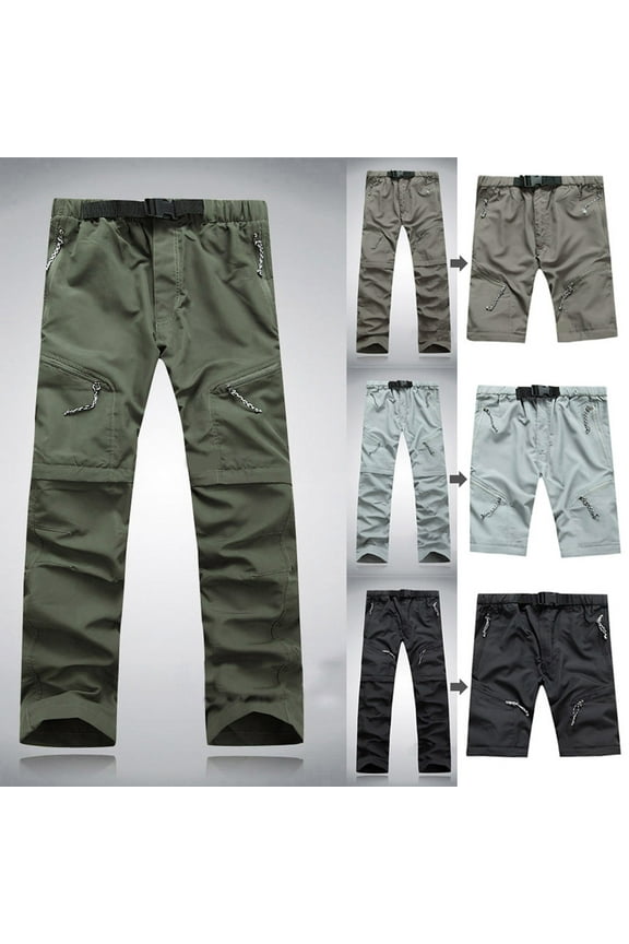 Men's Convertible Hiking Pants Zip Off Quick Dry Lightweight Travel Camping Fishing Cargo Khaki,XL