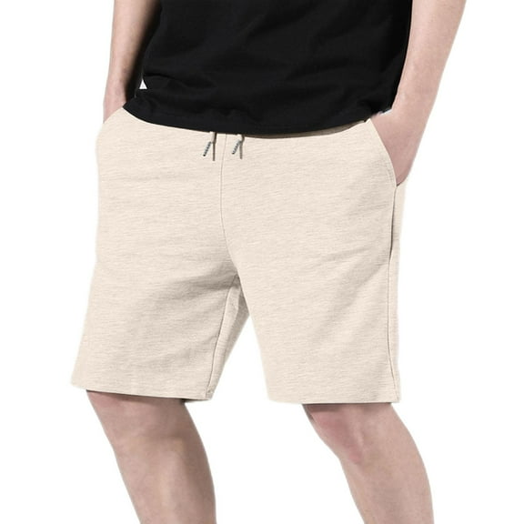 BXINGOHAI Men's Corduroy Shorts Casual Elastic Waist Drawstring Lightweight Beach Shorts Clearance Sale Beige,L
