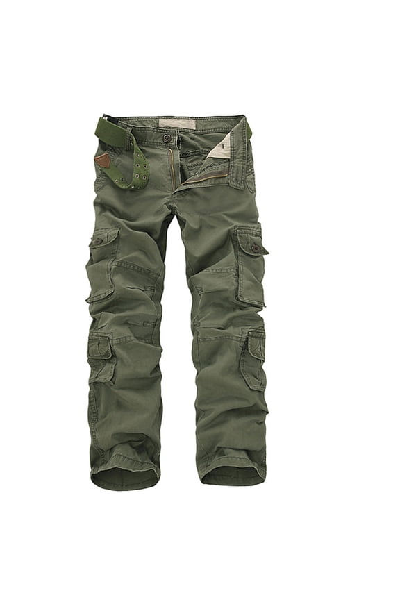 Men's Cotton Cargo Pants Breathable Baggy Tactical Pants Loose Fit Combat Pants Outoor Camping Hiking Pants With 8 Pockets Army Green,XXL