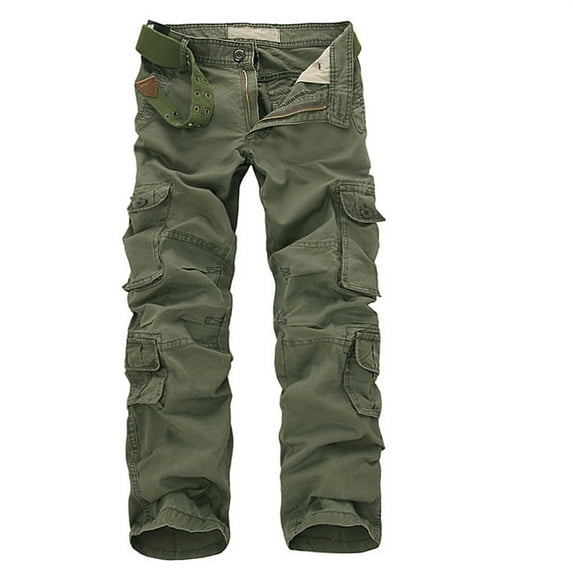 BXINGOHAI Men's Cotton Cargo Pants Breathable Baggy Tactical Pants Loose Fit Combat Pants Outoor Camping Hiking Pants With 8 Pockets Today Sales Army Green,L