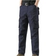 thumbnail image 1 of BXINGOHAI Men's Cotton Cargo Pants Comfy Breathable Hiking Pants Outdoor Resistant Sport Pants Casual Solid Workout Bottoms With 6 Pockets Navy,XXXL, 1 of 3