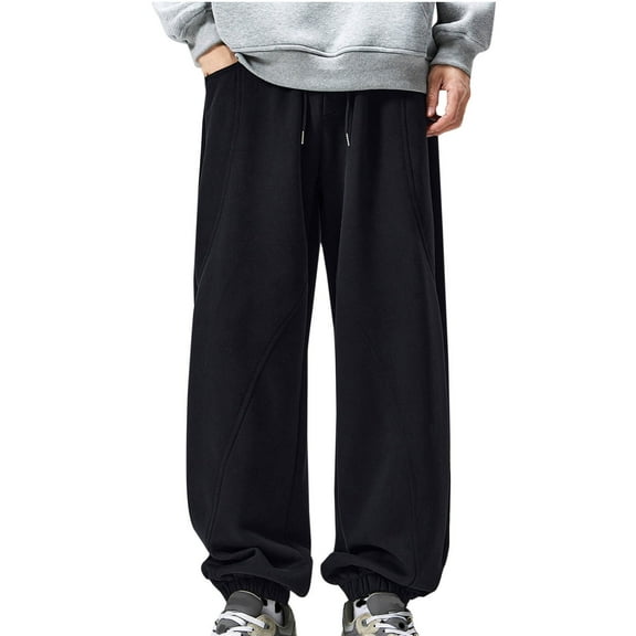 BXINGOHAI Men's Cotton Sweatpants Casual Drawstring Running Pants Solid Elastic Waist Work Pants 2024 Daily Streetwear Long Pants