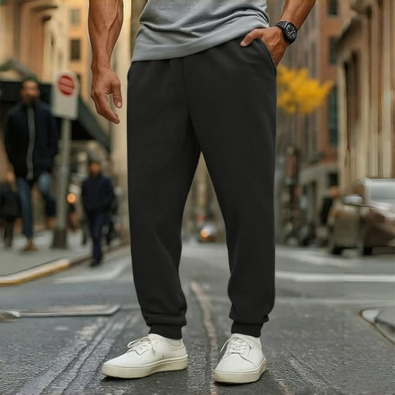 BXINGOHAI Men's Cotton Sweatpants Open Bottom Athletic Jogger Sweatpants Lightweight Sweat Pants Lounge Pants with Pockets Black XL