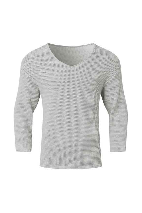 Men's Cotton V Neck Sweaters Knitted Jumper Sweater Long Sleeve Pullover Top Loose Knit Sweater Today Sales Gray,XL