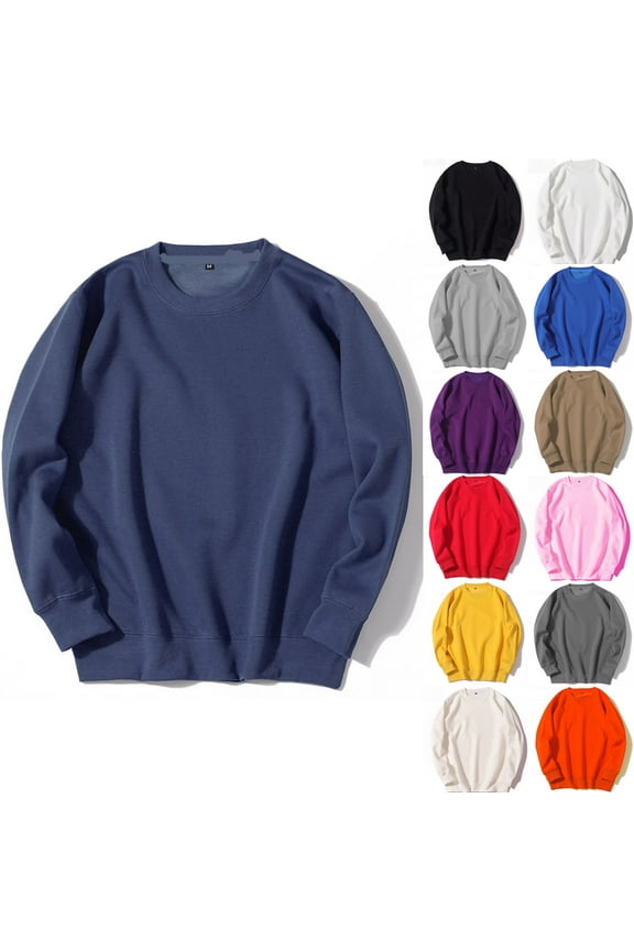 Men's Crewneck Sweatshirt Casual Long Sleeve Sweatshirts Fashion Pullover Shirts Basic Shirts for Men Sale White,2XL