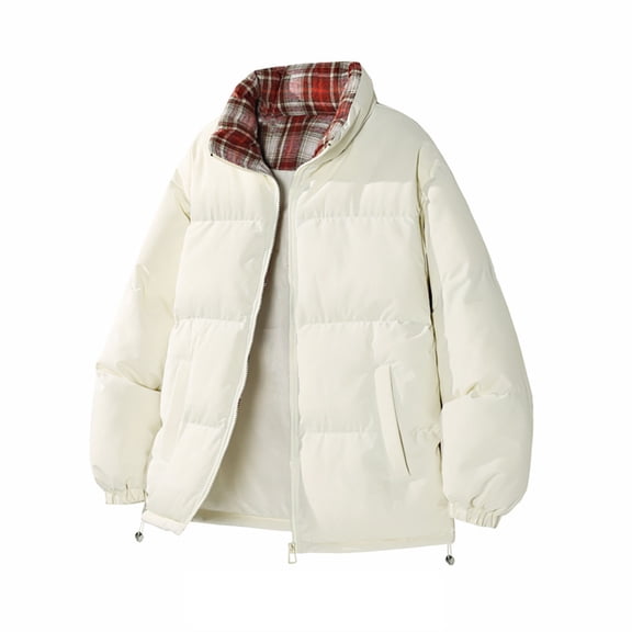 BXINGOHAI Men's Down Jacket Winter Warm Thicken Puffer Coats Windproof Casual Insulated Jacket Beige M