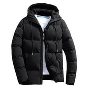 BXINGOHAI Men's Down Puffer Jacket with Hood Packable Lightweight Puffy Hooded Winter Coat Light Thin Insulated Jacket Black L