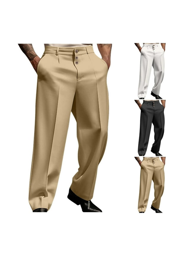 Men's Dress Pnats Khaki Classic Fit Expandable Waist Flat Front Pant and Big Tall Sizes Khaki,3XL
