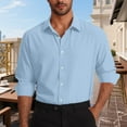 thumbnail image 1 of BXINGOHAI Men's Dress Shirts Solid Long Sleeve Business Casual Button Down Shirts Sky Blue 2XL, 1 of 6