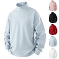 thumbnail image 1 of BXINGOHAI Men's Fashion Turtleneck T-Shirts Long Sleeve Pullover Sweater Basic Undershirt Slim Fit Top Light Blue L, 1 of 6