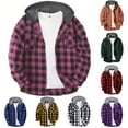 thumbnail image 1 of BXINGOHAI Men's Flannel Hoodie Shirts Casual Button Down Plaid Shirt Jackets for Men Long Sleeve Stylish Hooded with Pocket Green,XL, 1 of 6
