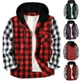 thumbnail image 1 of BXINGOHAI Men's Flannel Hoodie Shirts Casual Button Down Plaid Shirt Jackets for Men Long Sleeve Stylish Hooded with Pocket Red 2XL, 1 of 4