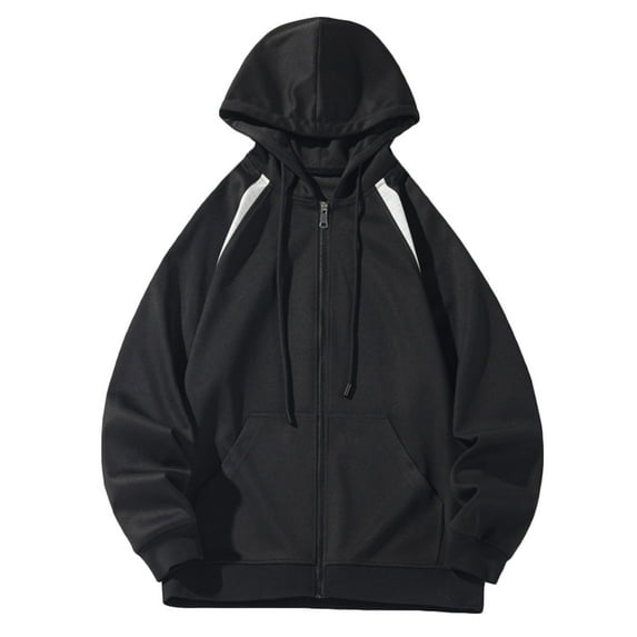 BXINGOHAI Men's Full Zip Hoodie Sweatshirt with Pockets Big and Tall Long Sleeve Hooded Sweatshirts Jogger Workouts Jackets Today Sales Black,XXXXL
