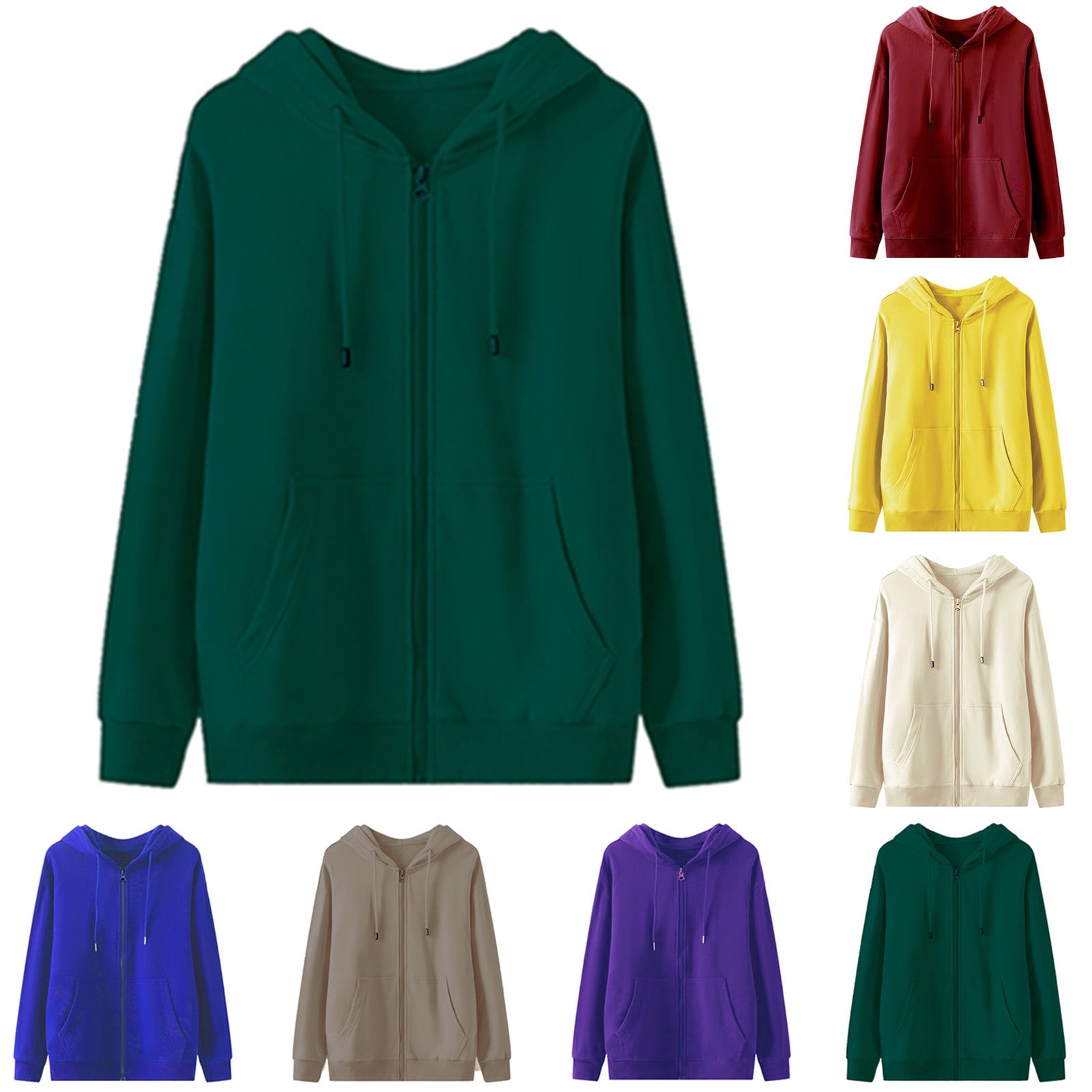 Sweatshirt Zipper Button Long Sleeve Loose Casual Pullover Hoodie