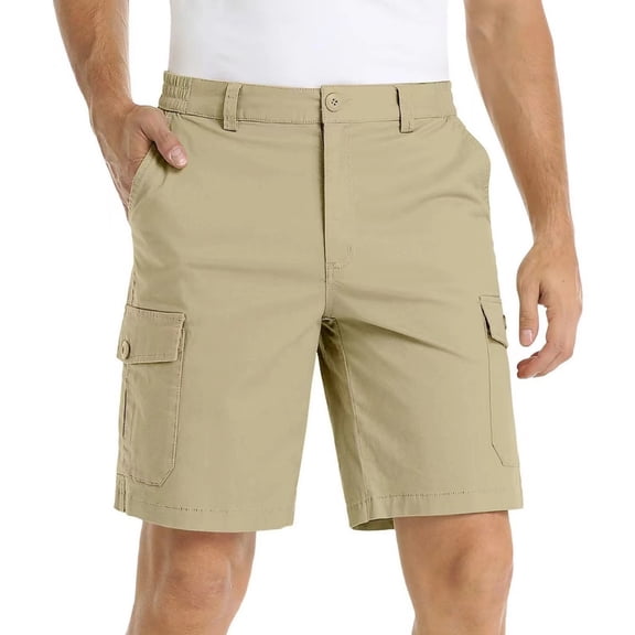 BXINGOHAI Men's Golf Dress Shorts Casual Summer Stretch Flat Front Lightweight Hiking Shorts with Pockets Today Khaki,M