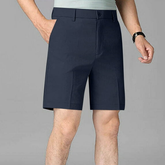 BXINGOHAI Men's Golf Shorts Casual Stretch Lightweight Work Dress Shorts Navy,L