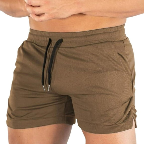 BXINGOHAI Men's Gym Workout Shorts Running Lightweight Athletic Short Pants Bodybuilding Training Khaki,4XL