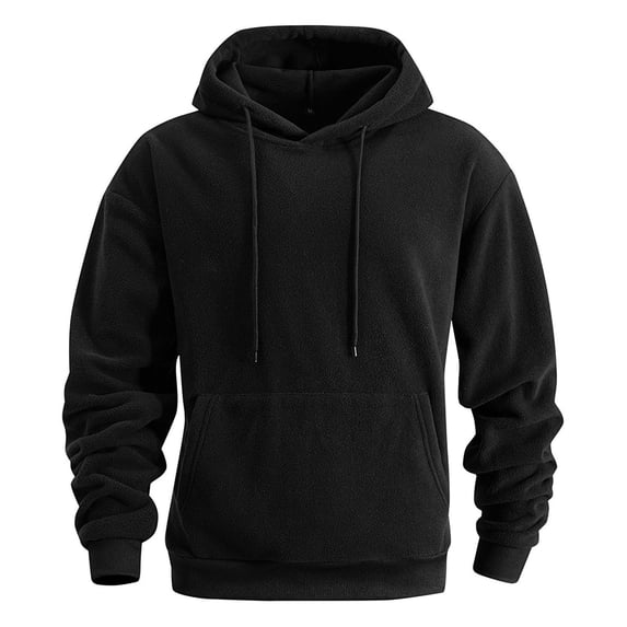 BXINGOHAI Men's Heavy Hoodie Sherpa Fleece Lined Pullover Thick Winter Hooded Sweatshirt Black M