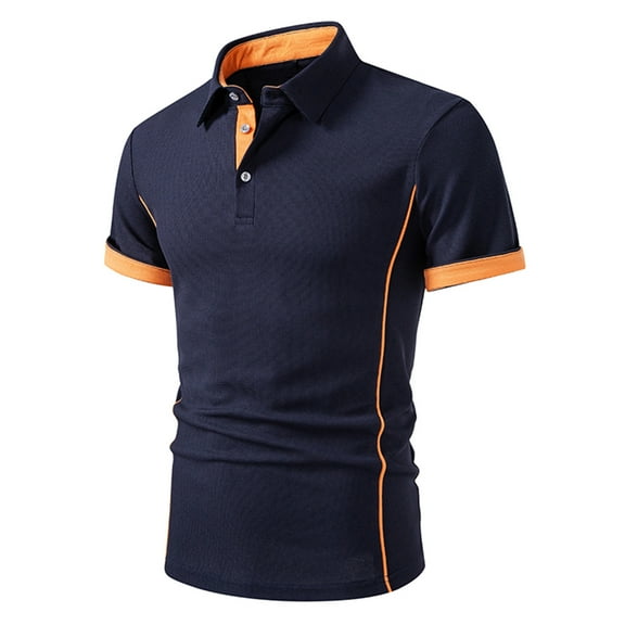 BXINGOHAI Men's Henley Shirts Short Sleeve Waffle Stretch T Shirts Summer Casual Stylish Tops Navy,M
