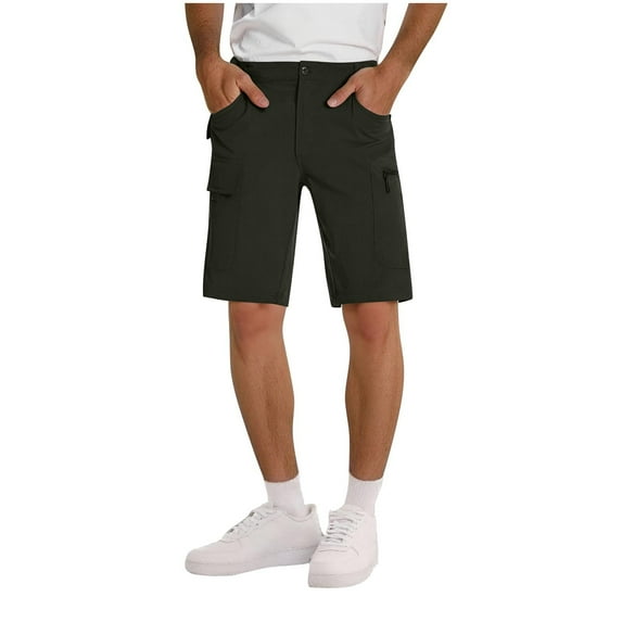 BXINGOHAI Men's Hiking Cargo Shorts Lightweight Outdoor Work Shorts for Men Travel Golf Camping Casual with Zipper Pockets Army Green,S