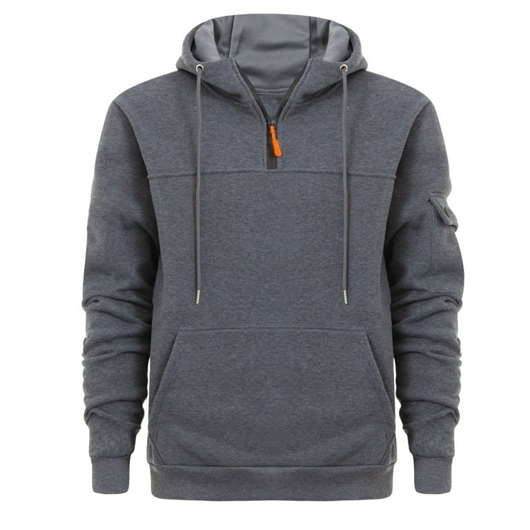 BXINGOHAI Thin Fleece Hoodies Sweatshirts For Men 1/4 Zip Hooded