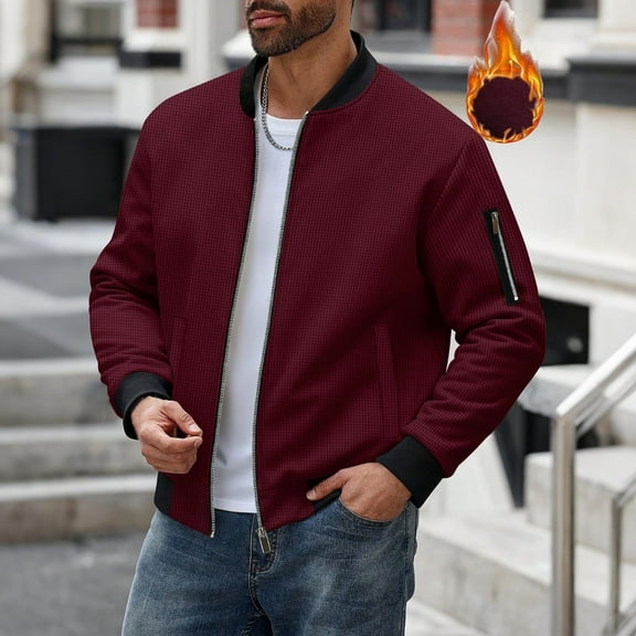 BXINGOHAI Men's Jackets-Bomber Jacket Fall Winter Warm Windbreaker Full Zip Casual