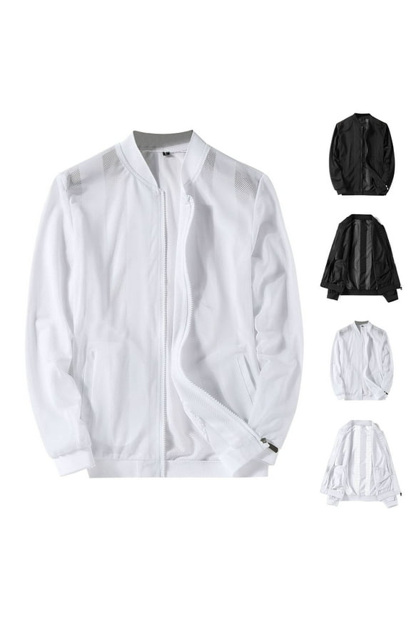 Men's Lightweight Bomber Jacket Causal Fashion Stylish Fishing Light Jacket Black M
