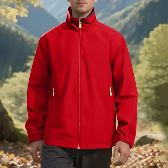 BXINGOHAI Men's Lightweight Bomber Jacket Causal Fashion Stylish Windbreaker Light Jacket with Zip Pockets Red 4XL