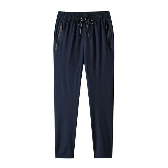 BXINGOHAI Men's Lightweight Hiking Travel Pants Breathable Athletic Fishing Active Joggers Zipper Pockets Today Sales Blue,XXXXL