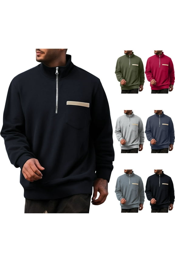 Men's Lightweight Quarter Zip Pullover for Golf Hiking Running Windbreaker Jacket Workout Sweatshirt with Pocket Today Sales Black,XL