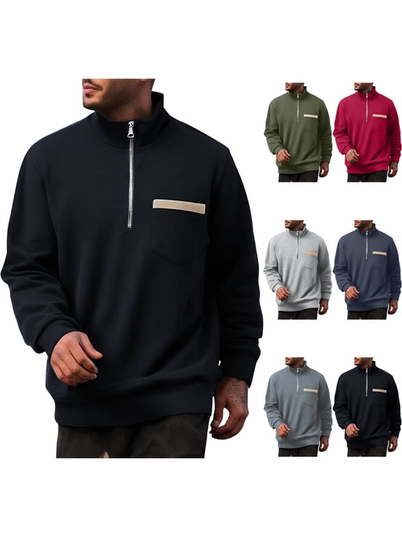 Men's Lightweight Quarter Zip Pullover for Golf Hiking Running Windbreaker Jacket Workout Sweatshirt with Pocket Today Sales Black,XL