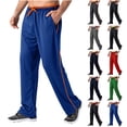 thumbnail image 1 of BXINGOHAI Men's Lightweight Sweatpants Loose Fit Open Bottom Mesh Athletic Pants with Pockets Red,2XL, 1 of 6