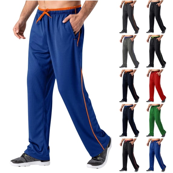 BXINGOHAI Men's Lightweight Sweatpants Loose Fit Open Bottom Mesh Athletic Pants with Pockets Red,2XL