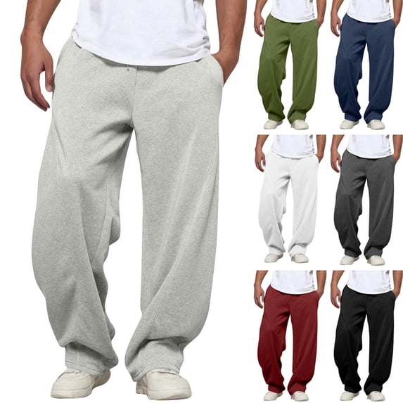 BXINGOHAI Men's Lightweight Sweatpants Open Bottom Sweat Pants for Men Straight Leg Gym Sweatpants Lounge Pants Gray M