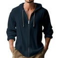 thumbnail image 1 of BXINGOHAI Men's Lightweight Zip Up Hoodie Long Sleeve Sweatshirt Athletic Slim Fit Basic Jacket with Pockets Navy M, 1 of 5
