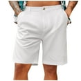 thumbnail image 1 of BXINGOHAI Men's Linen Shorts Casual Summer Stretch Moisture-Wicking Golf Dress Short with Pocket Clearance Sale White,L, 1 of 5